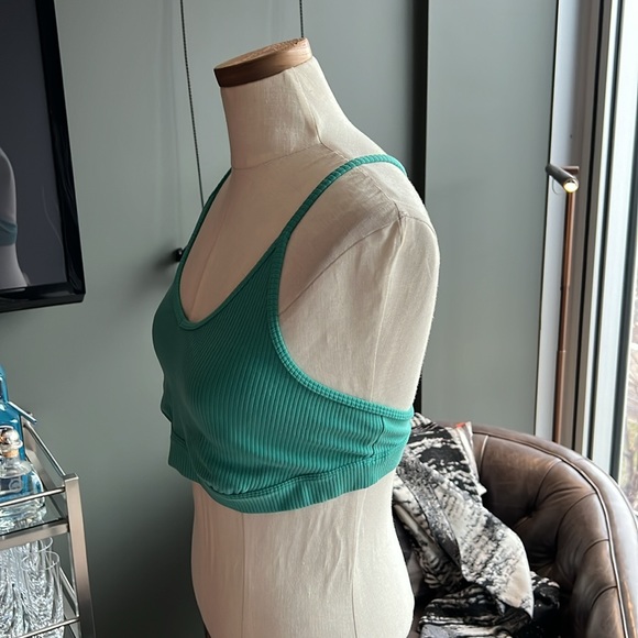 ALO Yoga Blissful Rib Knit Sports Bra in Ocean Teal Size Large - Picture 5 of 9